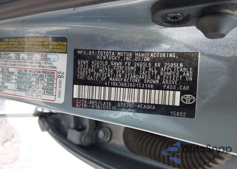 2006 Toyota Avalon Xls from USA, damaged, VIN 4T1BK36B26U153148